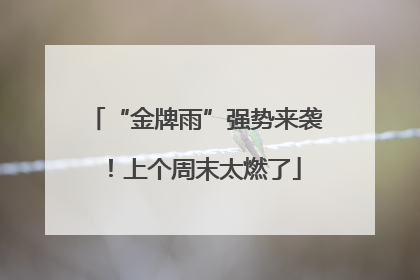 “金牌雨”强势来袭！上个周末太燃了