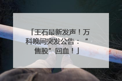 王石最新发声！万科晚间突发公告：“售股”回血！