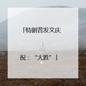 特朗普发文庆祝：“大胜”