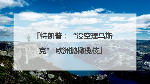 特朗普：“没空理马斯克” 欧洲抛橄榄枝