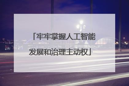 牢牢掌握人工智能发展和治理主动权