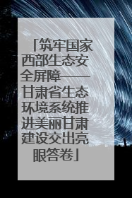 筑牢国家西部生态安全屏障——甘肃省生态环境系统推进美丽甘肃建设交出亮眼答卷