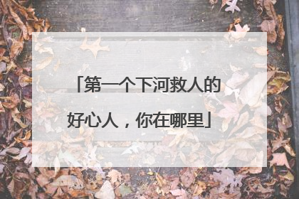 第一个下河救人的好心人，你在哪里