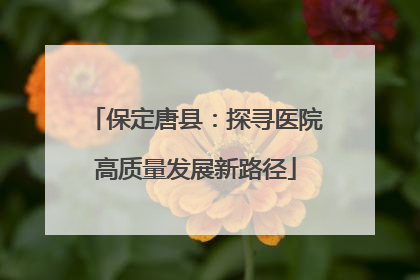 保定唐县：探寻医院高质量发展新路径