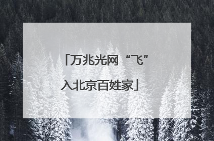 万兆光网“飞”入北京百姓家