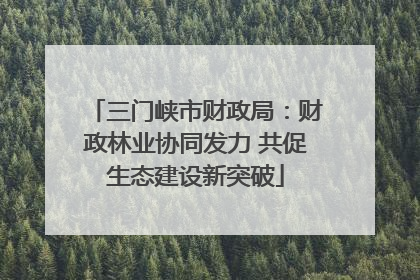 三门峡市财政局：财政林业协同发力 共促生态建设新突破