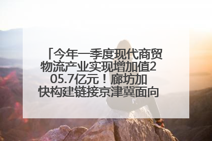 今年一季度现代商贸物流产业实现增加值205.7亿元！廊坊加快构建链接京津冀面向全世界的物流通道