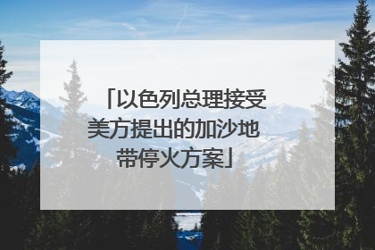 以色列总理接受美方提出的加沙地带停火方案