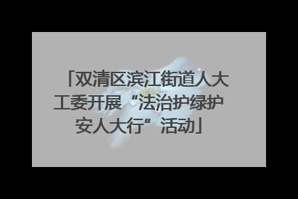 双清区滨江街道人大工委开展“法治护绿护安人大行”活动