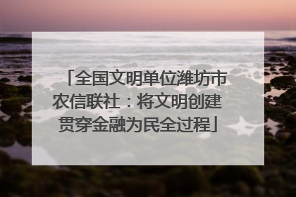 全国文明单位潍坊市农信联社：将文明创建贯穿金融为民全过程