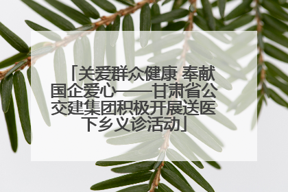 关爱群众健康 奉献国企爱心——甘肃省公交建集团积极开展送医下乡义诊活动