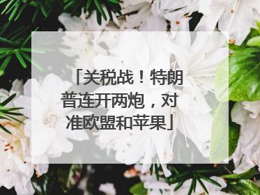 关税战！特朗普连开两炮，对准欧盟和苹果