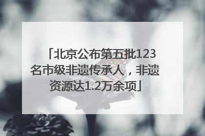 北京公布第五批123名市级非遗传承人，非遗资源达1.2万余项