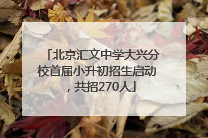 北京汇文中学大兴分校首届小升初招生启动，共招270人