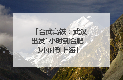 合武高铁：武汉出发1小时到合肥3小时到上海