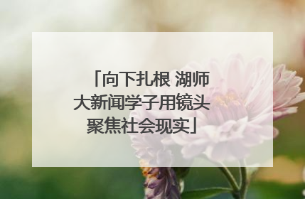 向下扎根 湖师大新闻学子用镜头聚焦社会现实