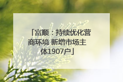 富顺：持续优化营商环境 新增市场主体1907户