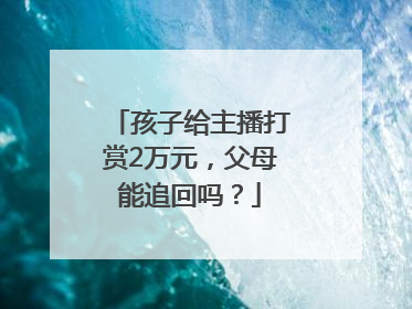 孩子给主播打赏2万元，父母能追回吗？