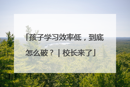 孩子学习效率低，到底怎么破？｜校长来了