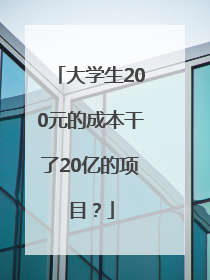 大学生200元的成本干了20亿的项目？