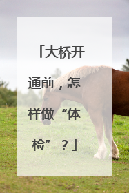 大桥开通前，怎样做“体检”？