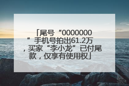 尾号“0000000”手机号拍出61.2万，买家“李小龙”已付尾款，仅享有使用权