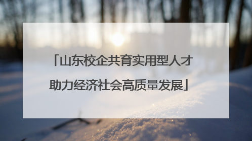 山东校企共育实用型人才 助力经济社会高质量发展