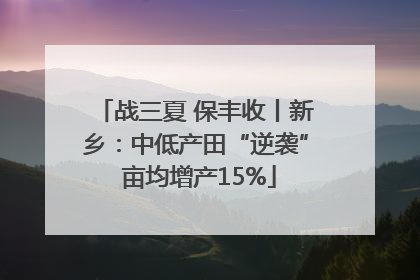 战三夏 保丰收丨新乡：中低产田“逆袭” 亩均增产15%