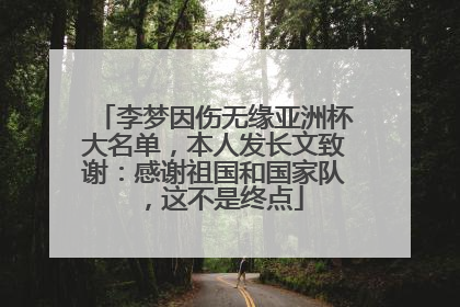 李梦因伤无缘亚洲杯大名单，本人发长文致谢：感谢祖国和国家队，这不是终点
