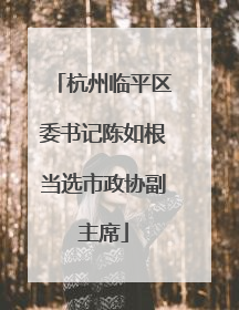 杭州临平区委书记陈如根当选市政协副主席