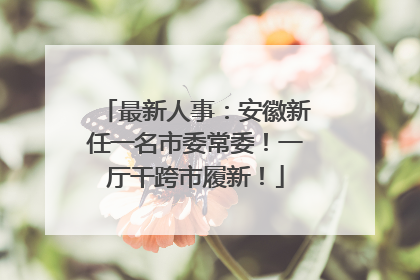 最新人事：安徽新任一名市委常委！一厅干跨市履新！