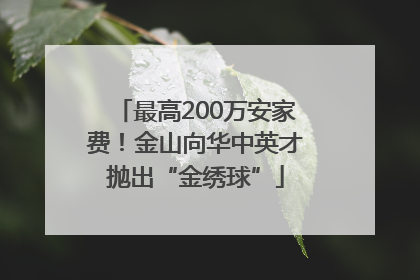 最高200万安家费！金山向华中英才抛出“金绣球”