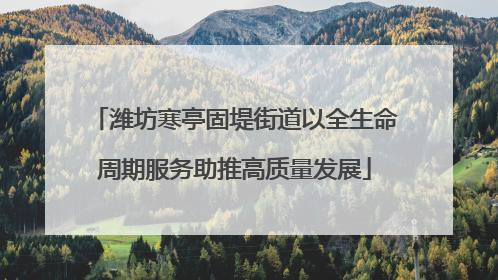 潍坊寒亭固堤街道以全生命周期服务助推高质量发展