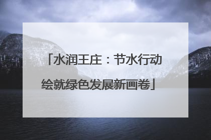 水润王庄：节水行动绘就绿色发展新画卷