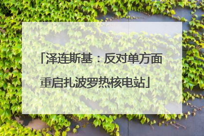 泽连斯基：反对单方面重启扎波罗热核电站