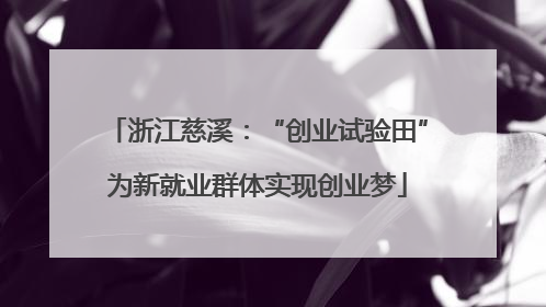 浙江慈溪：“创业试验田”为新就业群体实现创业梦
