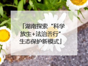 湖南探索“科学放生+法治善行”生态保护新模式