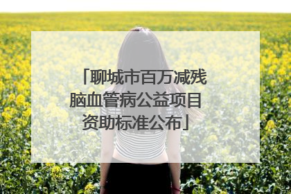 聊城市百万减残脑血管病公益项目资助标准公布