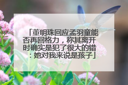 董明珠回应孟羽童能否再回格力，称其离开时确实是犯了很大的错：她对我来说是孩子