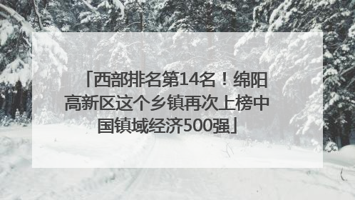 西部排名第14名！绵阳高新区这个乡镇再次上榜中国镇域经济500强