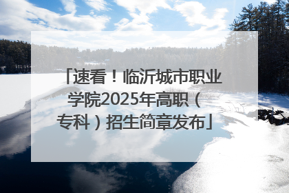 速看！临沂城市职业学院2025年高职（专科）招生简章发布
