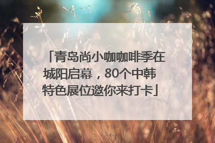 青岛尚小咖咖啡季在城阳启幕，80个中韩特色展位邀你来打卡