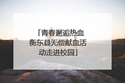 青春邂逅热血 衡东县无偿献血活动走进校园
