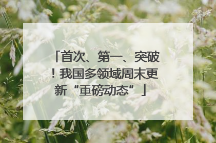 首次、第一、突破！我国多领域周末更新“重磅动态”