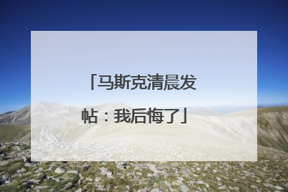 马斯克清晨发帖：我后悔了