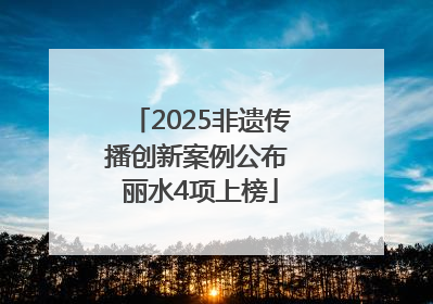 2025非遗传播创新案例公布 丽水4项上榜