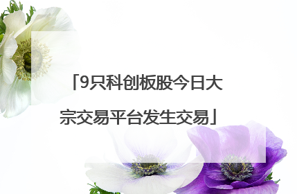 9只科创板股今日大宗交易平台发生交易